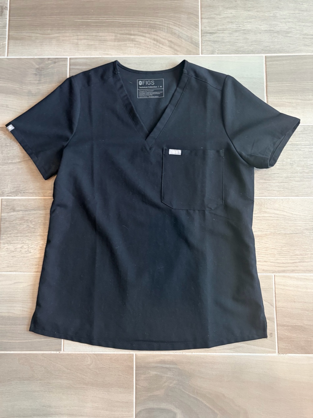 Figs Black V-Neck Women’s Medical Scrub Top